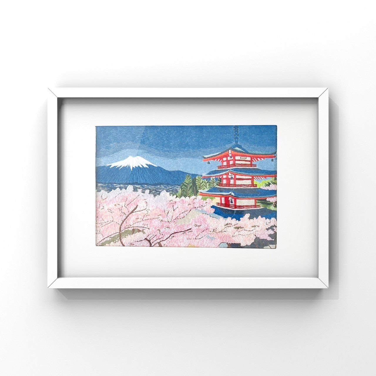 富士山と桜の日本画（フレーム付き） Amazon.co.jp: 絵画 富士山と桜の美しい景色 アートパネル ポスター