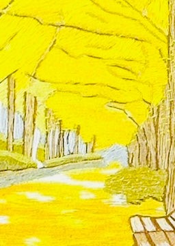 秋の並木道 | Autumn Avenue (Hand Embroidery Art)